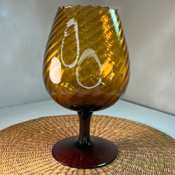 Vintage Accents Vintage Mid Century Modern Empoli Amber Optic Glass Vase Poshmark